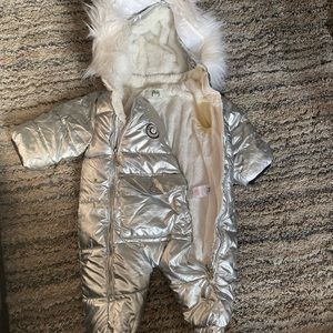 Cathery Infant Baby Boys Girls Winter Footed Snowsuit Coat Romper Glossy Hooded